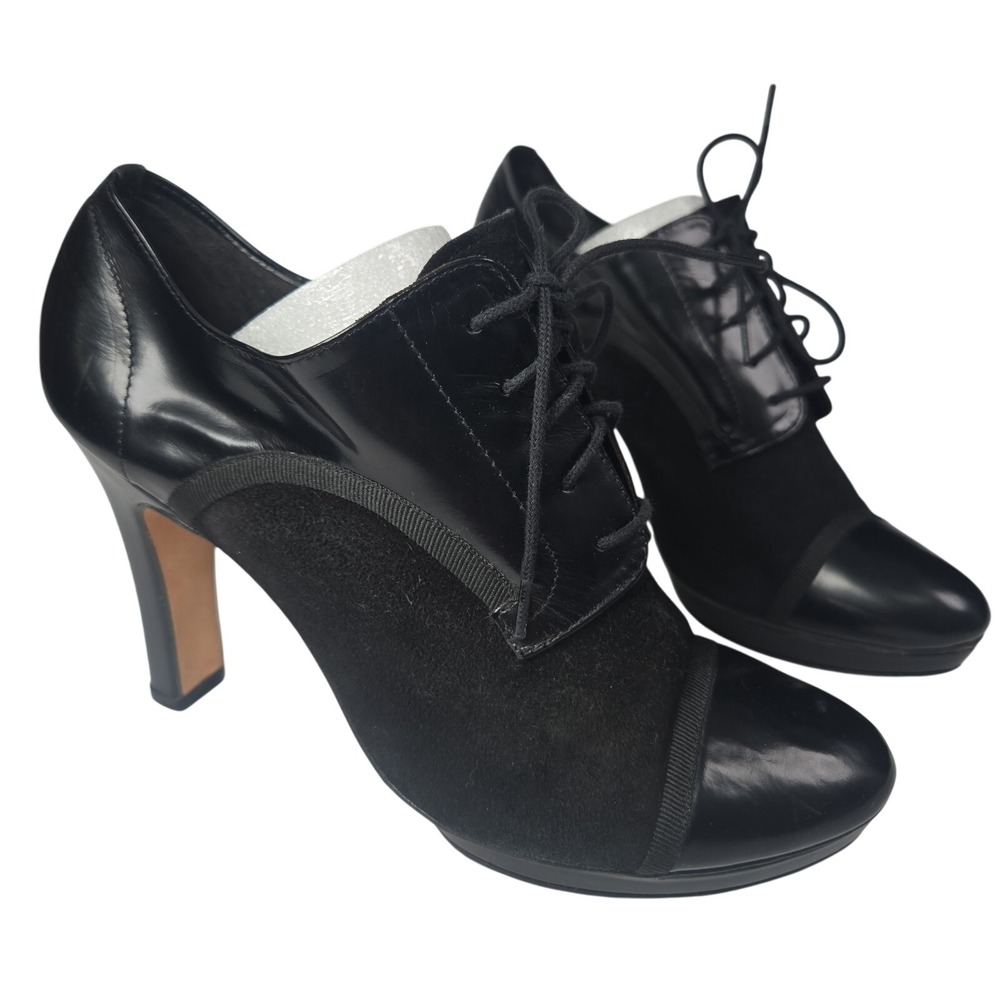 Repetto Black Patent Leather & Suede Lace Up Pump Heel SIZE 38 (7.5)